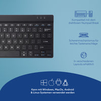R-Go Tools Ergonomische Tastatur R-Go Compact Break, kompakte Tastatur mit Pausensoftware, QWERTY (US), Bluetooth, Schwarz