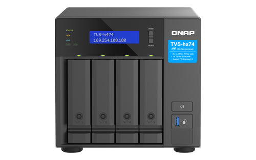 QNAP TVS-H474 NAS Tower Intel® Pentium® G7400 8 GB DDR4 0 TB QuTS hero Schwarz