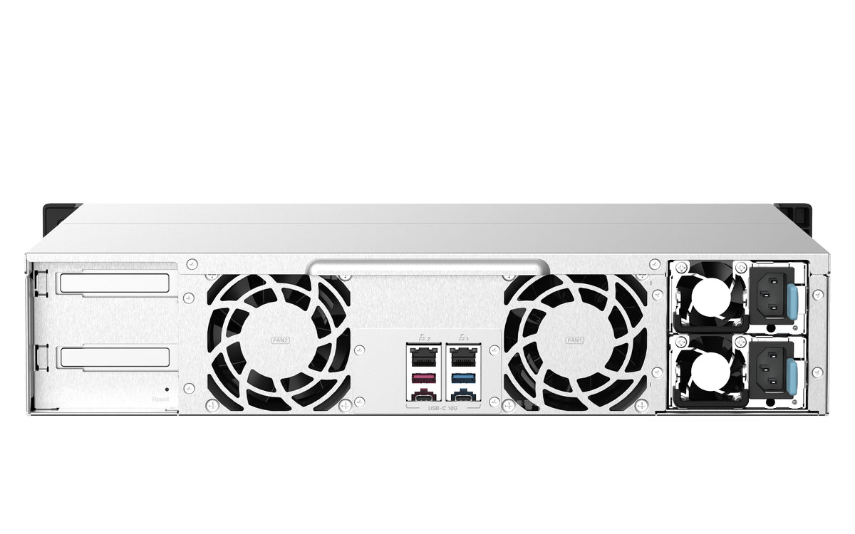 QNAP TS-1273AU-RP-8G NAS & Speicherserver Rack (2U) Ryzen Embedded V1500B 8 GB DDR4 0 TB QNAP QTS Aluminium, Schwarz