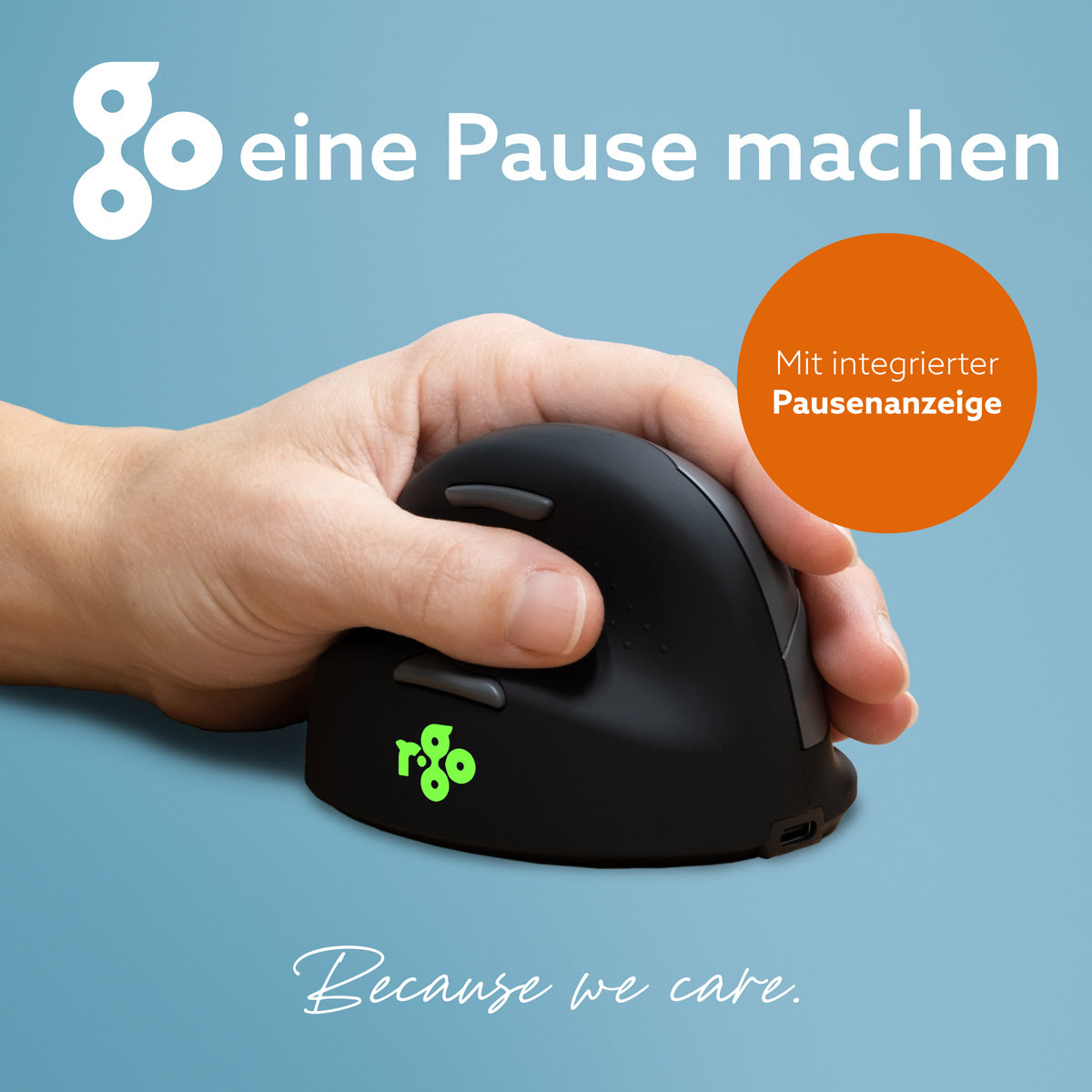 R-Go Tools Ergonomische Maus R-Go HE Break mit Pausensoftware, groß (Handlänge ≥ 185mm), für Linkshänder, bluetooth, schwarz