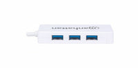 Manhattan USB-C auf 3-Port Hub mit Gigabit-Ethernet-Netzwerkadapter, USB 3.1 Gen 1 (5 Gbit/s) auf 10/100/1000 Mbit/s Gigabit Ethernet