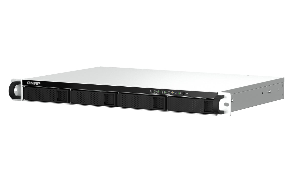 QNAP TS-464eU NAS Rack (1U) Intel® Celeron® N5095 8 GB DDR4 0 TB QNAP Turbo System Aluminium, Schwarz