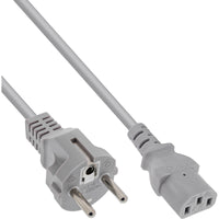 InLine Netzkabel, Schutzkontakt gerade auf Kaltgerätestecker C13, 5,0m, grau