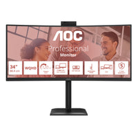 AOC CU34E4CW/75 Computerbildschirm 86,4 cm (34") 3440 x 1440 Pixel Schwarz