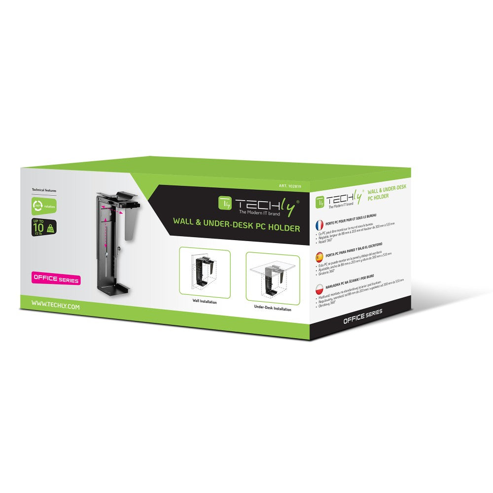 Techly ICA-CS 66 PC-Halterung PC-Halterung unter dem Schreibtisch Schwarz