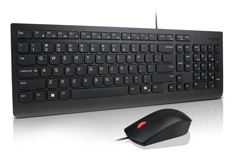 Lenovo Essential Wired Combo Black US Euro Tastatur Maus enthalten Universal USB Schwarz