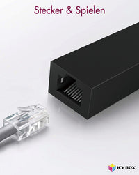 ICY BOX IB-AC501a, USB 3.2 Gen 1 (Type-A) zu Gigabit Ethernet Lan Adapter, schwarz