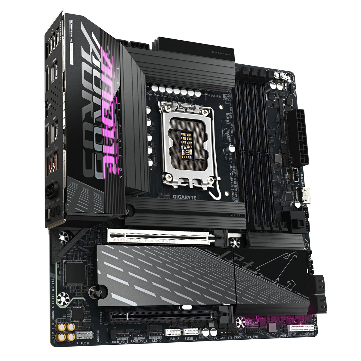 GIGABYTE B860M AORUS ELITE WIFI6E Mainboard - Intel Core Ultra CPUs, 12+1+2+1 Phasen VRM, bis zu 9200MHz DDR5, 1xPCIe 5.0 + 2xPCIe 4.0 M.2, 2,5 GbE LAN, WIFI 6E, Thunderbolt