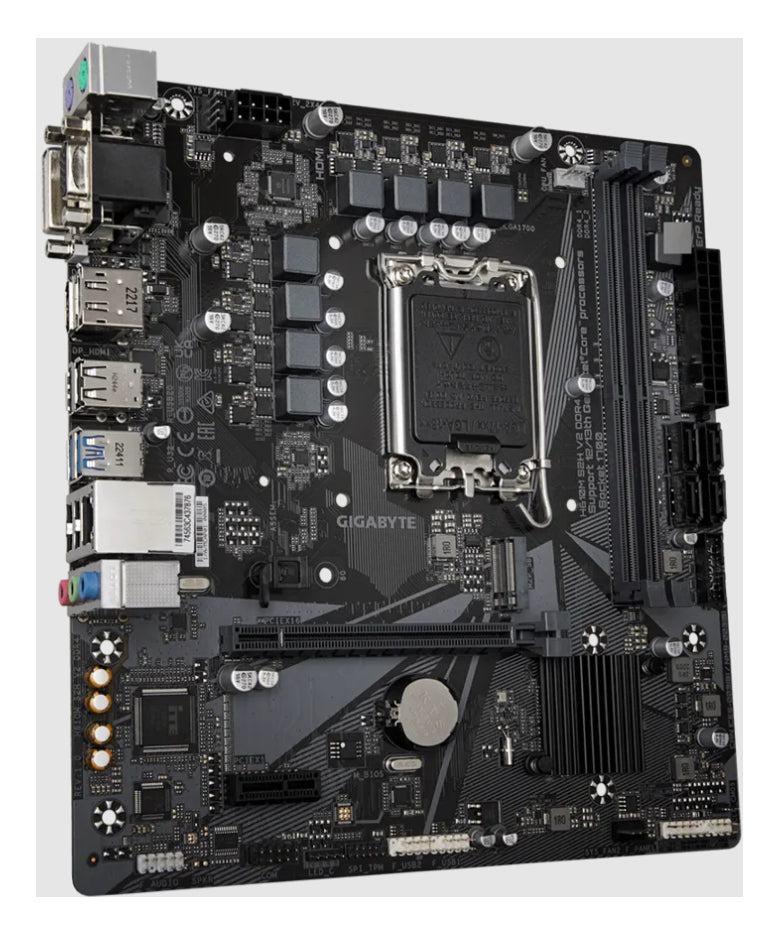 GIGABYTE H610M S2H V2 DDR4 Mainboard - Unterstützt Intel Core Prozessoren 14th CPUs, 6+1+1 Hybrid Phases Digital VRM, up to 3200MHz DDR4 (OC), 1xPCIe 3.0 M.2, GbE LAN, USB 3.2 Gen 1