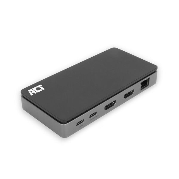 ACT AC7093 laptop-dockingstation & portreplikator Kabelgebunden USB 3.2 Gen 1 (3.1 Gen 1) Type-C Schwarz, Grau