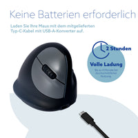 R-Go Tools Ergonomische Maus R-Go HE Break mit Pausensoftware, klein (Handlänge <165mm), Rechtshänder, verkabelt, schwarz