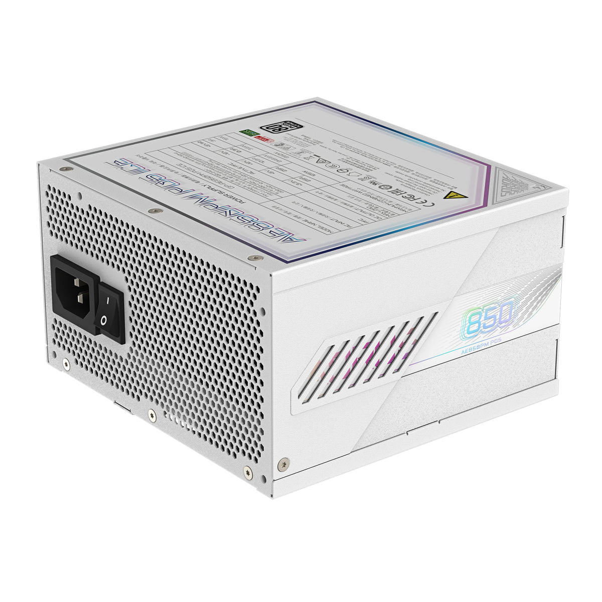 GIGABYTE AORUS ELITE P850W ICE Netzteil - PCIe 5.0, 80 PLUS Platinum, Vollmodulares Design, 120mm Lüfter, ATX 3.0-kompatibel, EU-Stecker