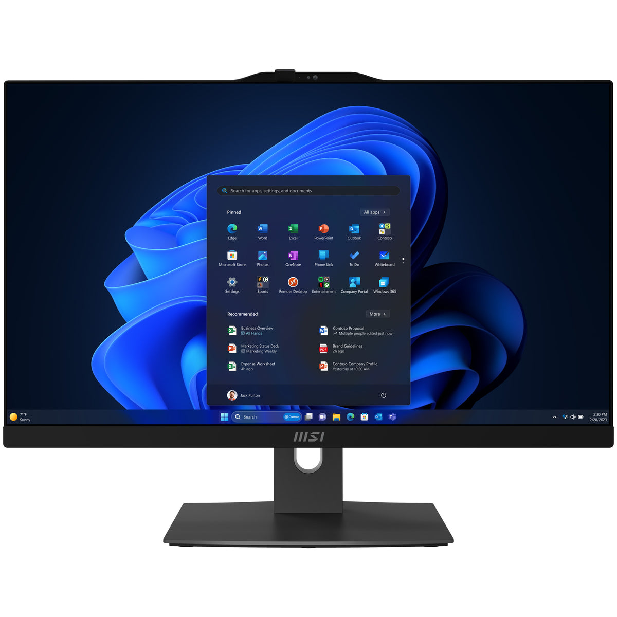 MSI Modern AM242TP 1M-1230EU Intel Core 3 100U 60,5 cm (23.8") 1920 x 1080 Pixel Touchscreen All-in-One-PC 8 GB DDR5-SDRAM 256 GB SSD Windows 11 Pro Wi-Fi 6E (802.11ax) Schwarz