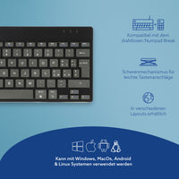 R-Go Tools Ergonomische Tastatur R-Go Compact Break, kompakte Tastatur mit Pausensoftware, QWERTY (IT), Bluetooth, Schwarz