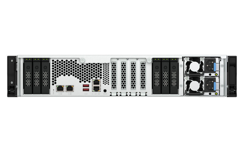 QNAP TS-H3077AFU-R5-32G NAS & Speicherserver Rack (2U) AMD Ryzen™ 5 32 GB DDR5 0 TB QuTS hero Schwarz, Metallisch