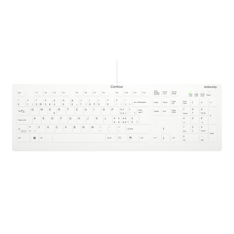 Contour Design Active Key AK-C8112 Tastatur Medizinisch USB QWERTZ Schweiz Weiß
