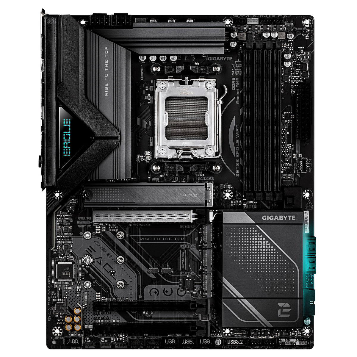 GIGABYTE X870E EAGLE WIFI7 Motherboard – Supports AMD Ryzen 9000 CPUs, 16+2+2 Phase Digital VRM, up to 8200 MHz DDR5 (OC), 1× PCIe 5.0 + 3× PCIe 4.0, Wi-Fi 7, 5GbE LAN, USB 4