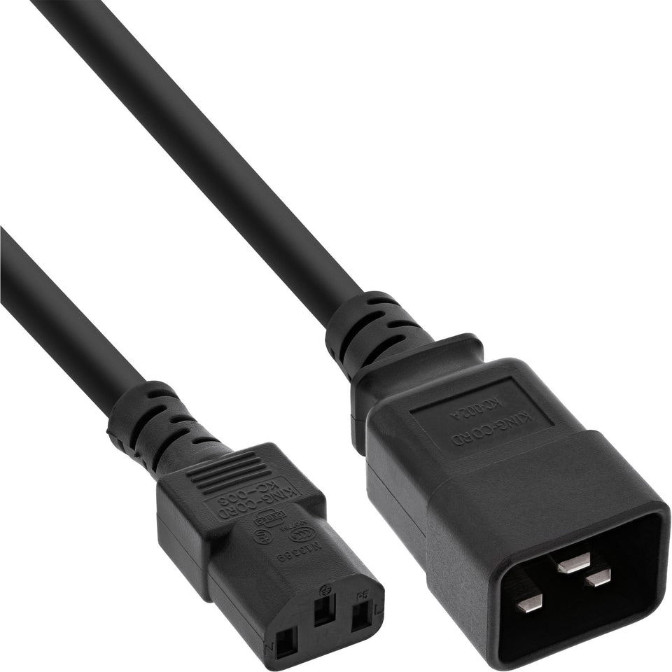 InLine Netz Adapterkabel, IEC-60320 C20 auf C13, max.10A, 2m