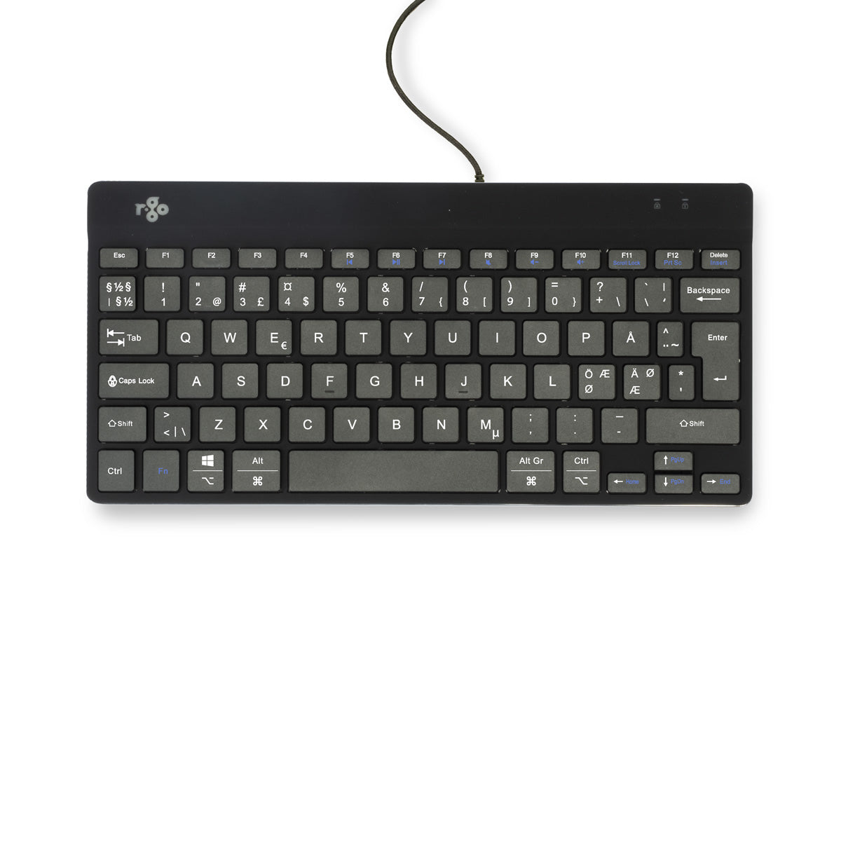 R-Go Tools Ergonomische Tastatur R-Go Compact Break, kompakte Tastatur mit Pausensoftware, QWERTY (NORDIC), Kabelgebunden, Schwarz