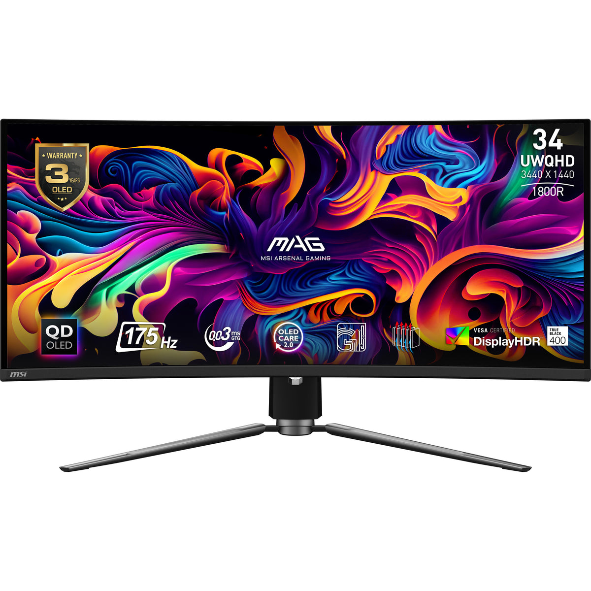 MSI MAG 341CQP QD-OLED Écran d'ordinateur 86,4 cm (34") 3440 x 1440 Pixels UltraWide Quad HD Noir