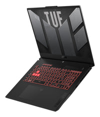 ASUS TUF Gaming A17 TUF707NUQ-DICHX146W AMD Ryzen™ 7 170 Laptop 43,9 cm (17.3") Full HD 16 GB DDR5-SDRAM 512 GB SSD NVIDIA GeForce RTX 4050 Wi-Fi 6 (802.11ax) Windows 11 Home Schwarz, Grau