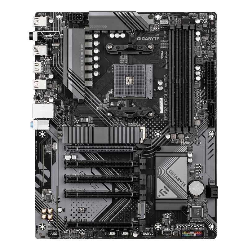 GIGABYTE B550 EAGLE WIFI6 Mainboard – AMD Ryzen 5000 G-Serie CPUs, 10+3+1 Phasen VRM, bis zu 3200 MHz DDR4, 1xPCIe 4.0 + 1xPCIe 3.0 M.2, 1GbE LAN, WIFI 6, USB 3.2 Gen 2