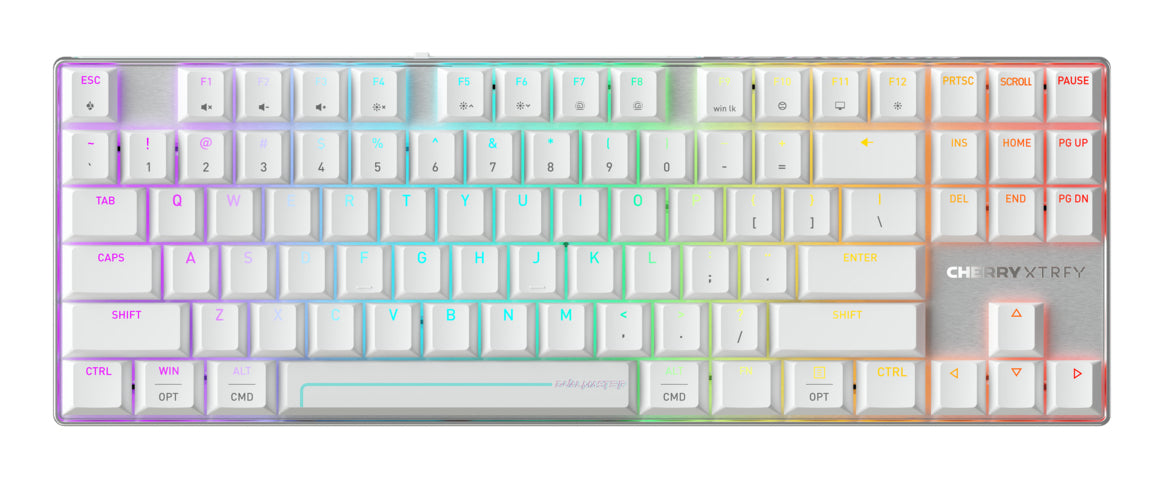 CHERRY MX 8.2 Pro TMR Wireless Tastatur Gaming USB + RF Wireless + Bluetooth QWERTY US International Silber, Weiß