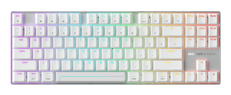 CHERRY MX 8.2 Pro TMR Wireless Tastatur Gaming USB + RF Wireless + Bluetooth QWERTY US International Silber, Weiß