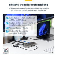 StarTech.com USB4 Dockingstation, treiberloser Dual 4K 144Hz für Mac und Windows, Universelles USB-C Dock mit DisplayPort, 100W PD und 2,5GbE