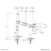 Neomounts DS60-600BL1 Monitorarm 10-32" - Quick Fix - 180°-Stopp