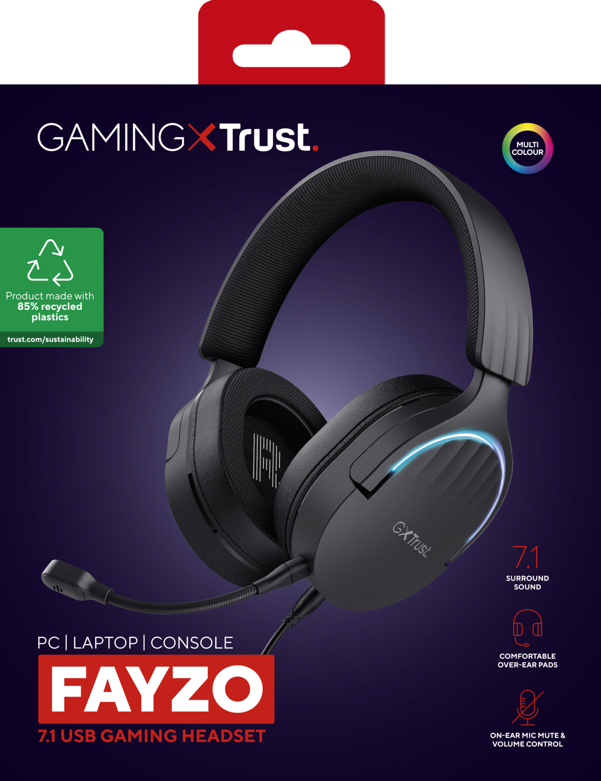 Trust GXT 490 FAYZO Kopfhörer Kabelgebunden Kopfband Gaming USB Typ-A Schwarz