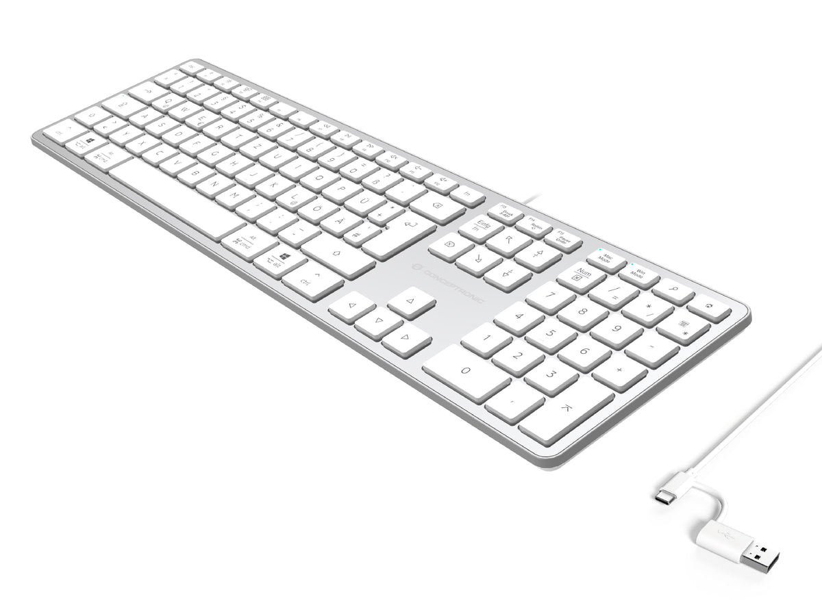 Conceptronic KAYNE02WDE USB Slim-Tastatur, QWERTZ Deutsch, kompatibel mit Windows und macOS