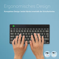 R-Go Tools Ergonomische Tastatur R-Go Compact Break, kompakte Tastatur mit Pausensoftware, QWERTY (NORDIC), Bluetooth, Schwarz