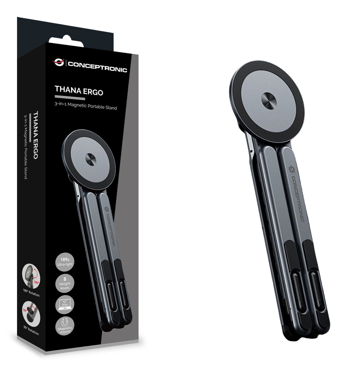 Conceptronic THANA12G Magnetischer 3-in-1-Multifunktionsständer