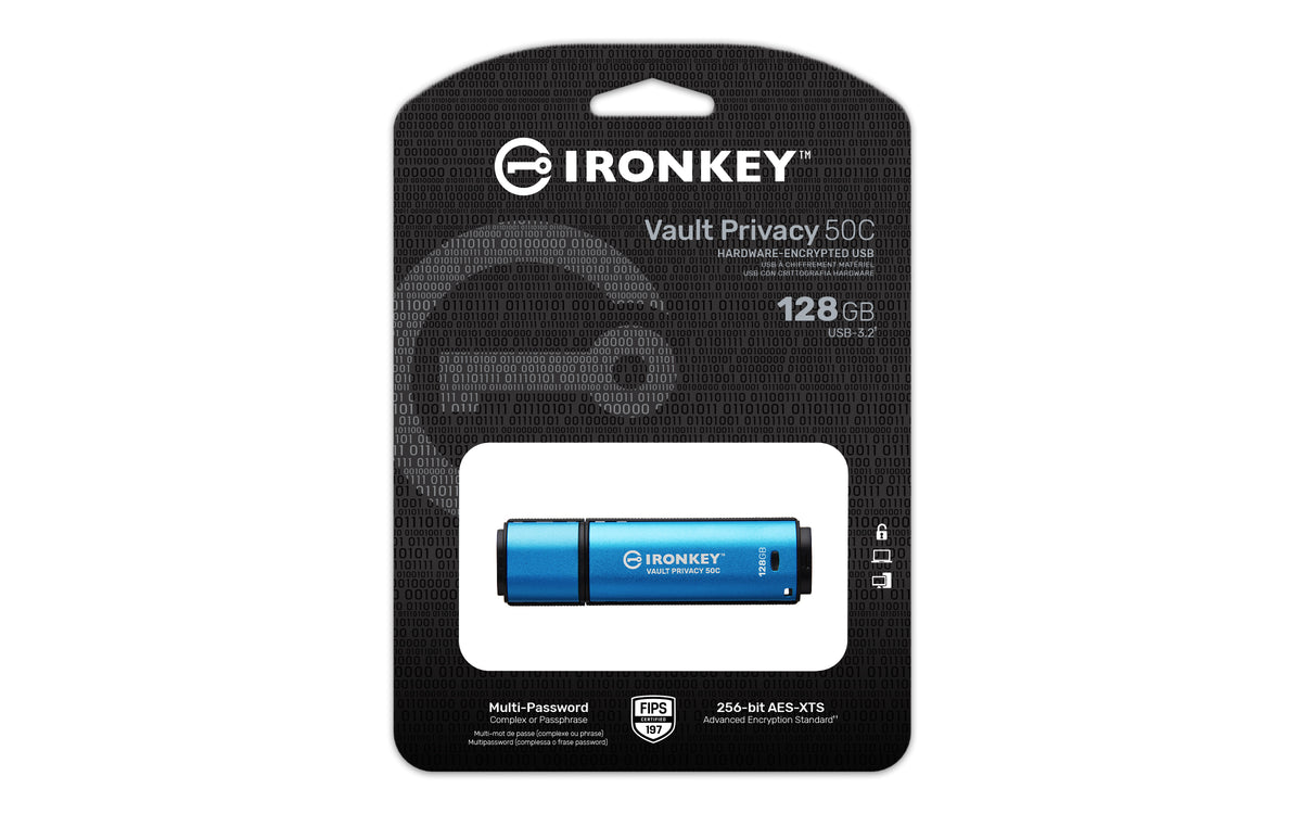 Kingston Technology IronKey 128GB USB-C Vault Privacy 50C AES-256 verschlüsselter, FIPS 197