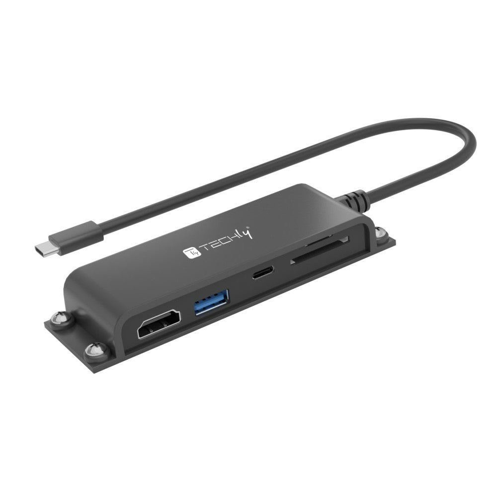 Techly IADAP-USBC-935 laptop-dockingstation & portreplikator Kabelgebunden USB 3.2 Gen 1 (3.1 Gen 1) Type-C Schwarz