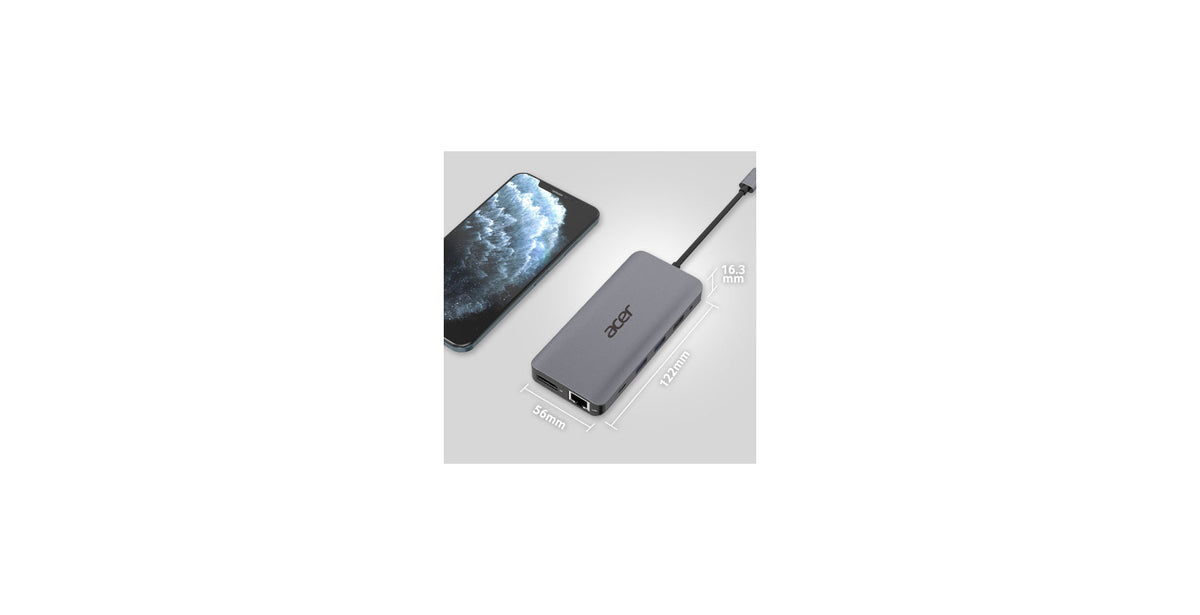 Acer 12-in-1 Type-C Dongle Kabelgebunden USB 3.2 Gen 1 (3.1 Gen 1) Type-C Silber
