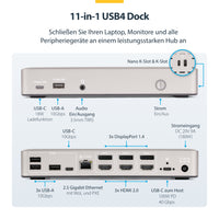 StarTech.com USB-C-Dockingstation(USB4), Dreifach 4K60Hz-Monitore DisplayPort oder HDMI, 100W Laptop-Ladung, 2,5GbE, Notebook Dock, Thunderbolt 4, Nicht für macOS, Treiberlos