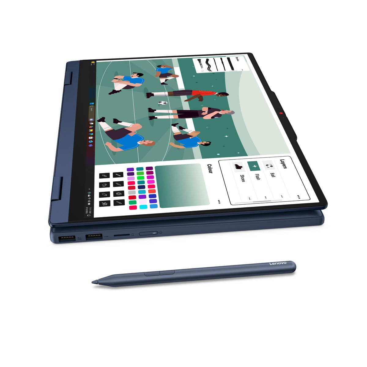 Lenovo IdeaPad 5 2-in-1 14AGP11 Copilot+ PC AMD Ryzen AI 7 445 Hybrid (2-in-1) 35.6 cm (14") Touchscreen WUXGA 16 GB DDR5-SDRAM 1 TB SSD Wi-Fi 6 (802.11ax) Windows 11 Home Switzerland Blue