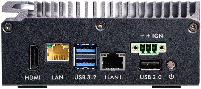 Shuttle Edge PC SPCEL03 , Intel Atom x6413E, 1x HDMI, 2x 2.5G LAN, 1x COM, DIO (4x in, 4x out), 3x USB, 2x M.2, 12-24V, 24/7 Dauerbetrieb, lüfterlos, -20...60°C, inkl. VESA & DIN-RAIL mount