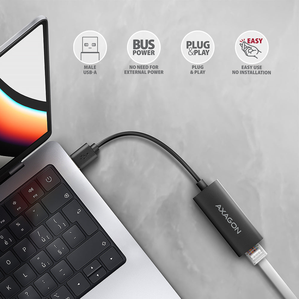 Axagon ADE-AR USB-A 3.2 Gen 1 – Gigabit‑Ethernet‑Adapter, Realtek 8153