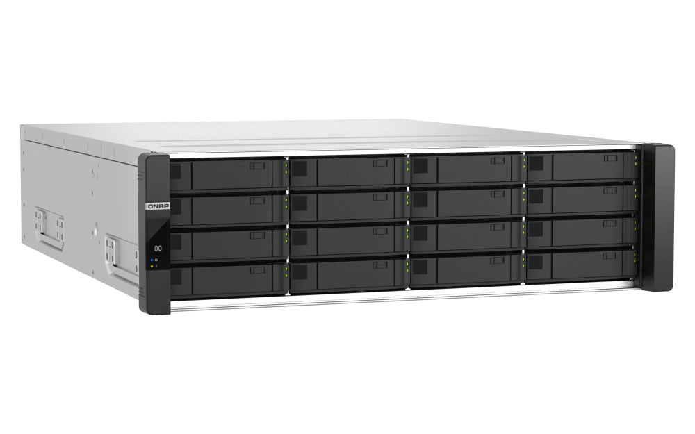 QNAP ES1686dc R2 NAS Rack (3U) Intel® Xeon® D D-2123IT 32 GB DDR4 0 TB QNAP QES Schwarz, Grau