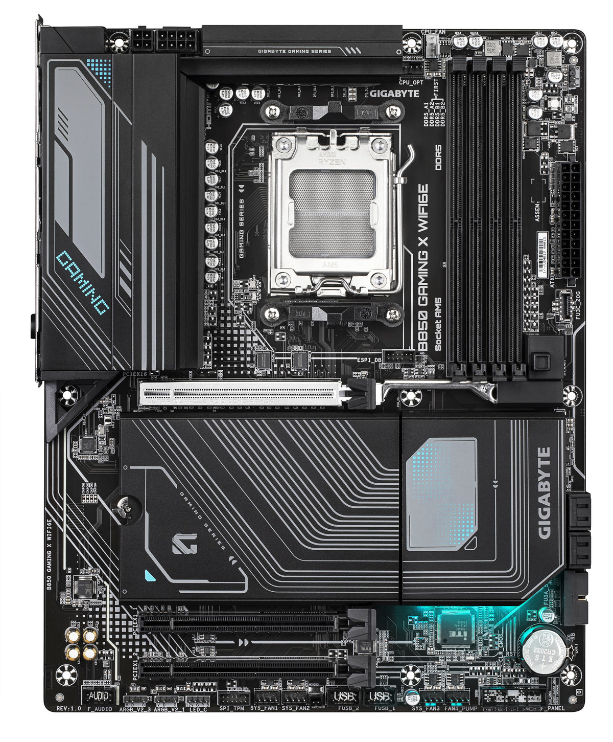 GIGABYTE B850 GAMING X WIFI6E Motherboard - AMD Ryzen 9000 Serie CPUs, 12+2+2 Phasen digitales VRM, bis zu 8200MHz DDR5 (OC), 1xPCIe 5.0 + 2xPCIe 4.0 M.2, 2.5G LAN, WIFI 6E, USB 3.2 Gen 2x2