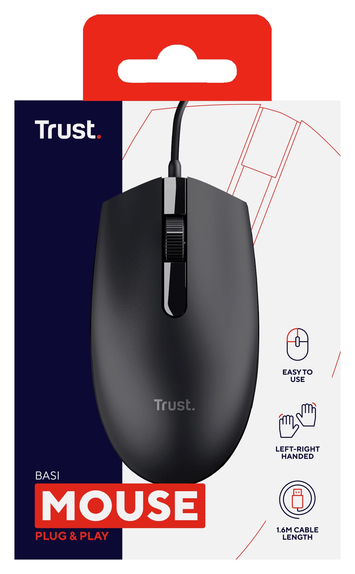 Trust Basi Maus Büro Beidhändig USB Typ-A Optisch 1200 DPI