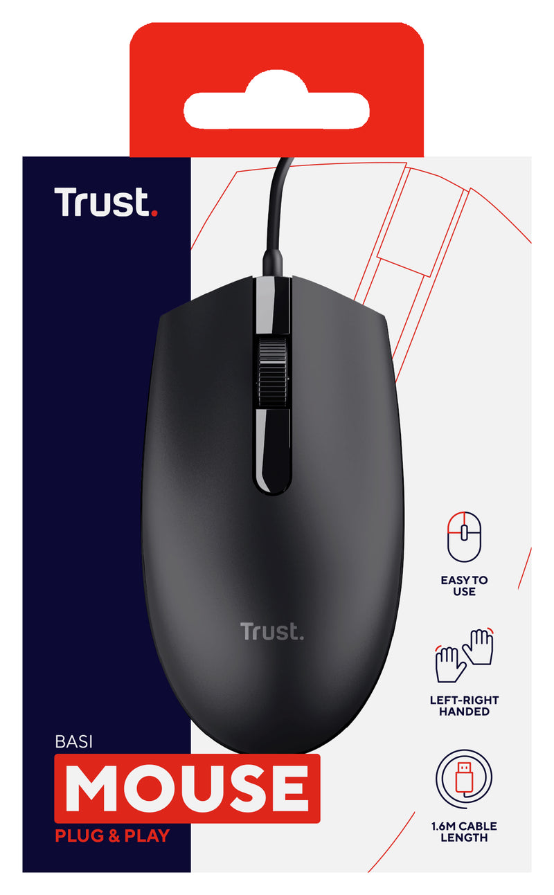 Trust Basi Maus Büro Beidhändig USB Typ-A Optisch 1200 DPI