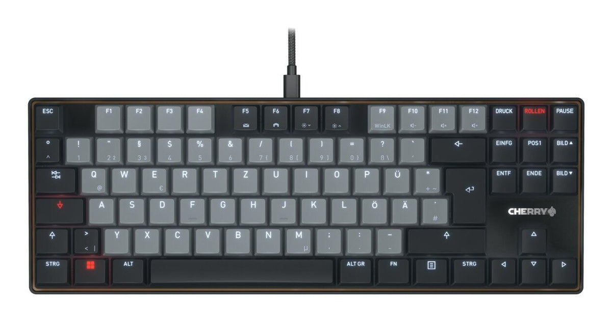 CHERRY KC 500 MX LP TKL Tastatur Heimbüro USB QWERTZ Deutsch Schwarz, Grau