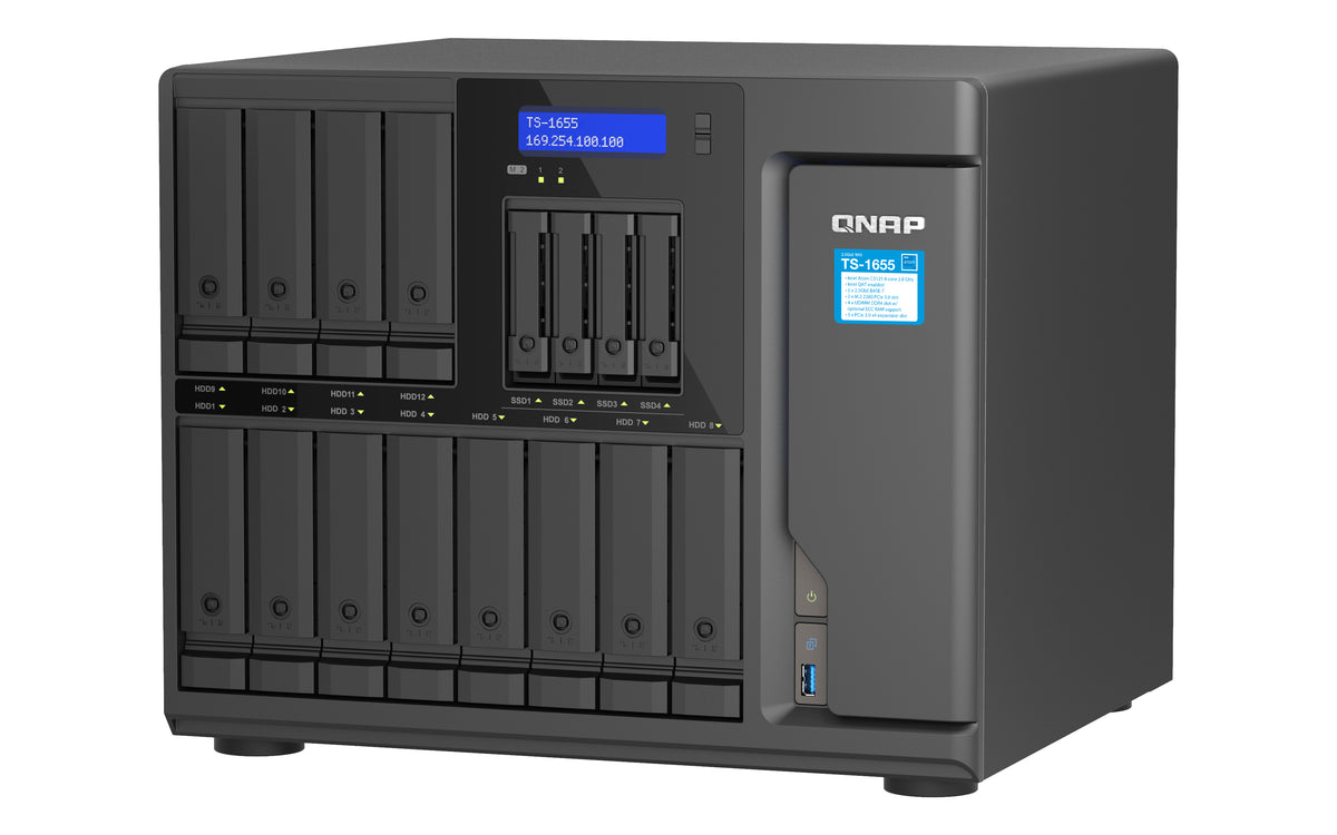 QNAP TS-1655 NAS Tower Intel Atom® C5125 8 GB DDR4 0 TB QNAP Turbo System Schwarz