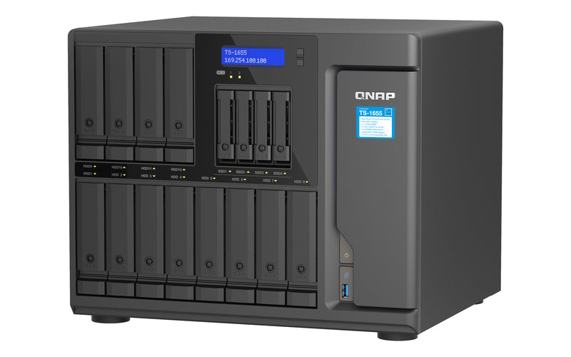 QNAP TS-1655 NAS Tower Intel Atom® C5125 8 GB DDR4 0 TB QNAP Turbo System Schwarz