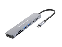 Conceptronic DONN28G 7-in-1 USB 3.2 Gen 1 Dockingstation, 4K60Hz HDMI, USB-A 5Gbps x 2, USB-C 5Gbps, SD, TF/MicroSD, 100W USB PD