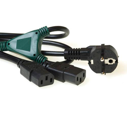 Cavo sdoppiatore ACT 230V Schuko maschio - 2 x C13 1,2 m nero 1,2 m